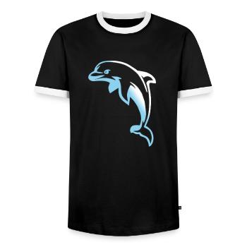 Delfin Show Delphin intelligenter Fisch Geschenk - Männer Kontrast-T-Shirt - Schwarz/Weiß - Vorne - AI Model Female 172 light (172cm) & AI Model Male 178 light (178cm)