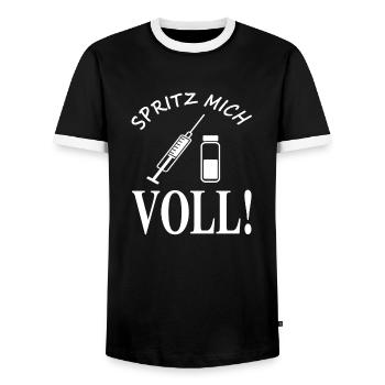 Spritze mich voll spritzen Medizin Impfung - Männer Kontrast-T-Shirt - Schwarz/Weiß - Vorne - AI Model Female 172 light (172cm) & AI Model Male 178 light (178cm)