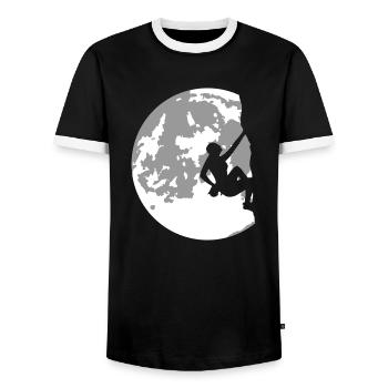 pleine lune et escalade - nature et sport - T-shirt contrasté Homme - noir/blanc - Devant - AI Model Female 172 light (172cm) & AI Model Male 178 light (178cm)