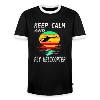Hélicoptères volant pilotes renard idée cadeau - T-shirt contrasté Homme - noir/blanc - Devant - AI Model Female 172 light (172cm) & AI Model Male 178 light (178cm)