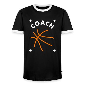 Basket-ball basket-ball coach - T-shirt contrasté Homme - noir/blanc - Devant - AI Model Female 172 light (172cm) & AI Model Male 178 light (178cm)