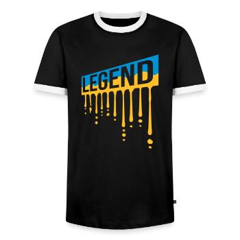 Graffiti de bouclier de légende de la fête des pères - T-shirt contrasté Homme - noir/blanc - Devant - AI Model Female 172 light (172cm) & AI Model Male 178 light (178cm)