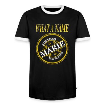 My name is Marie I am Marie Maiden Name Gift - Men's Ringer Shirt - black/white - Front - AI Model Female 172 light (172cm) & AI Model Male 178 light (178cm)
