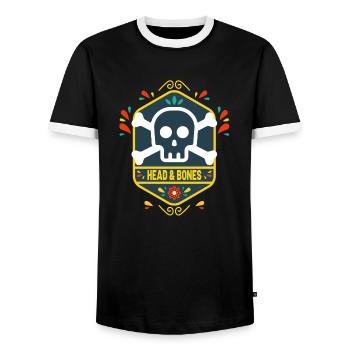 Head and bones flower - Men's Ringer Shirt - black/white - Front - AI Model Female 172 light (172cm) & AI Model Male 178 light (178cm)