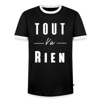 tout va rien - T-shirt contrasté Homme - noir/blanc - Devant - AI Model Female 172 light (172cm) & AI Model Male 178 light (178cm)