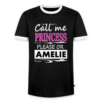 Je m’appelle Amélie Je suis Amélie Fille Gift - T-shirt contrasté Homme - noir/blanc - Devant - AI Model Female 172 light (172cm) & AI Model Male 178 light (178cm)