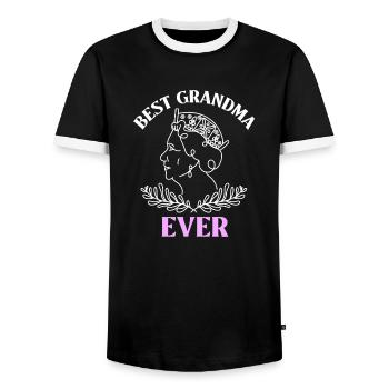meilleure grand-mère grand-mère idée cadeau petite-fille petite-fille - T-shirt contrasté Homme - noir/blanc - Devant - AI Model Female 172 light (172cm) & AI Model Male 178 light (178cm)