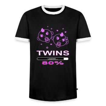 Twins are born Twin Brother Gift - Men's Ringer Shirt - black/white - Front - AI Model Female 172 light (172cm) & AI Model Male 178 light (178cm)