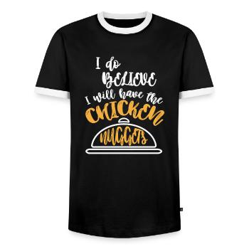 Peace Love Chicken Nuggets Love Peace Fast Food - Männer Kontrast-T-Shirt - Schwarz/Weiß - Vorne - AI Model Female 172 light (172cm) & AI Model Male 178 light (178cm)