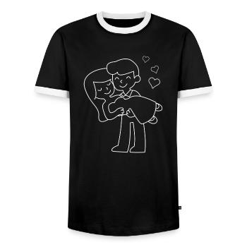 Couple marié heureux: doux et romantique - T-shirt contrasté Homme - noir/blanc - Devant - AI Model Female 172 light (172cm) & AI Model Male 178 light (178cm)