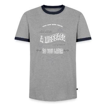 T-shirts pour chats d’affaires Kitty Geek Cool J’aime les chats - T-shirt contrasté Homme - gris/marine  - Devant - AI Model Female 172 light (172cm) & AI Model Male 178 light (178cm)