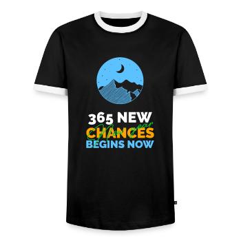 Frohes neues Jahr Bonne année gutes neues Jahr - T-shirt contrasté Homme - noir/blanc - Devant - AI Model Female 172 light (172cm) & AI Model Male 178 light (178cm)