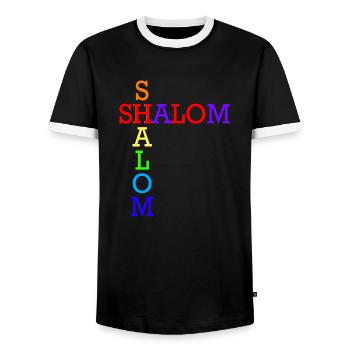 SHALOM ARC EN CIEL CROISES - T-shirt contrasté Homme - noir/blanc - Devant - AI Model Female 172 light (172cm) & AI Model Male 178 light (178cm)