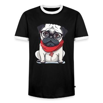 Mops - Männer Kontrast-T-Shirt - Schwarz/Weiß - Vorne - AI Model Female 172 light (172cm) & AI Model Male 178 light (178cm)
