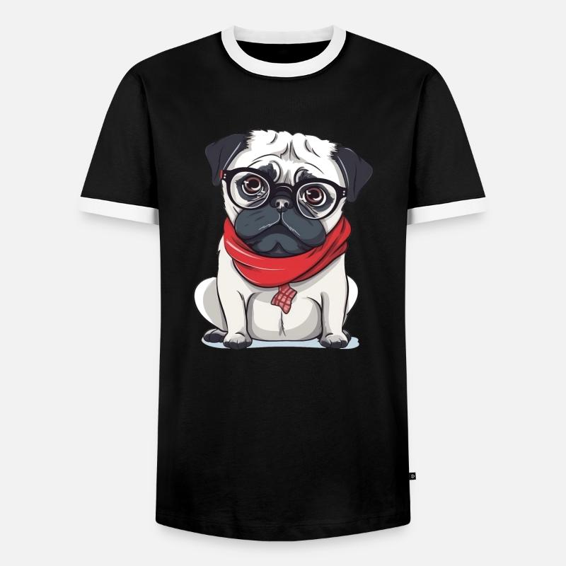 Mops - Männer Kontrast-T-Shirt - Schwarz/Weiß