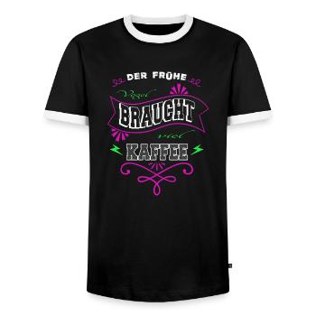 zitat süchtig geschenkidee verschlafen - Männer Kontrast-T-Shirt - Schwarz/Weiß - Vorne - AI Model Female 172 light (172cm) & AI Model Male 178 light (178cm)