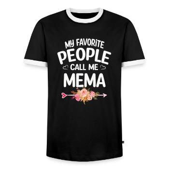 My Favorite People Call Me Mema Mother's Day - Men's Ringer Shirt - black/white - Front - AI Model Female 172 light (172cm) & AI Model Male 178 light (178cm)