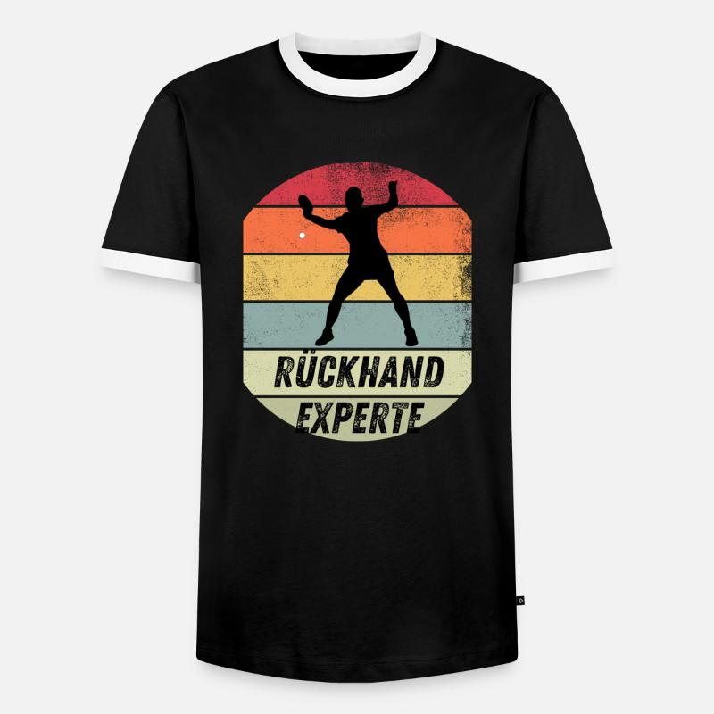 Rückhandexperte - Männer Kontrast-T-Shirt - Schwarz/Weiß