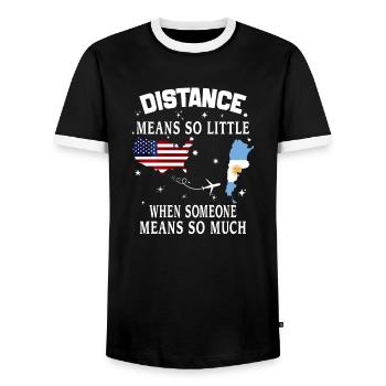 Distanz bedeutet so wenig, wenn jemand so viel bedeutet muc - Männer Kontrast-T-Shirt - Schwarz/Weiß - Vorne - AI Model Female 172 light (172cm) & AI Model Male 178 light (178cm)