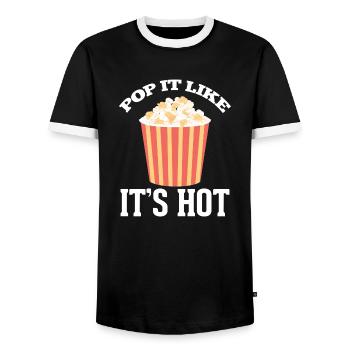 Pop It Like It'S Hot Popcorn Movie Night - Men's Ringer Shirt - black/white - Front - AI Model Female 172 light (172cm) & AI Model Male 178 light (178cm)