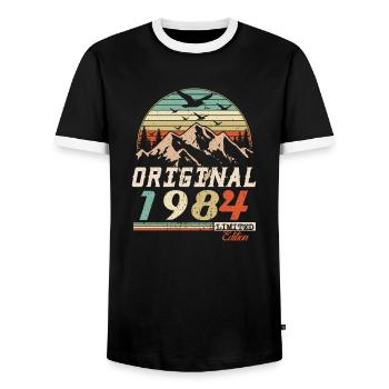 1984 vintage anniversaire rétro vintage cadeau - T-shirt contrasté Homme - noir/blanc - Devant - AI Model Female 172 light (172cm) & AI Model Male 178 light (178cm)