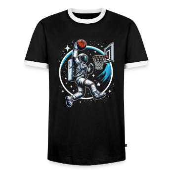 Astronaute faisant du slam dunk basketball - T-shirt contrasté Homme - noir/blanc - Devant - AI Model Female 172 light (172cm) & AI Model Male 178 light (178cm)