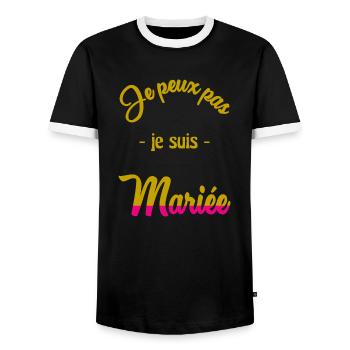 ICH KANN NICHT, ICH BIN VERHEIRATET - Männer Kontrast-T-Shirt - Schwarz/Weiß - Vorne - AI Model Female 172 light (172cm) & AI Model Male 178 light (178cm)
