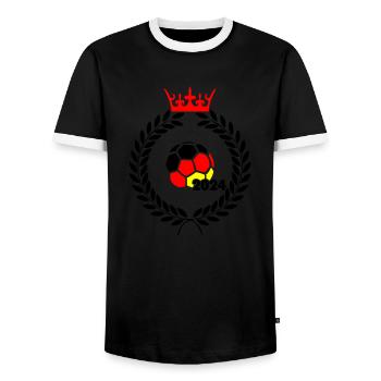 fußball deutschland 2024 - Männer Kontrast-T-Shirt - Schwarz/Weiß - Vorne - AI Model Female 172 light (172cm) & AI Model Male 178 light (178cm)