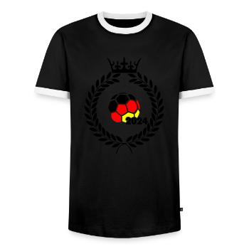 fußball deutschland 2024 - Männer Kontrast-T-Shirt - Schwarz/Weiß - Vorne - AI Model Female 172 light (172cm) & AI Model Male 178 light (178cm)