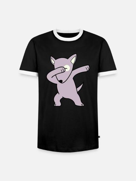dog dabbing 02 - Männer Kontrast-T-Shirt - Schwarz/Weiß