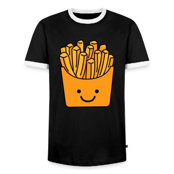 pommes smile - Männer Kontrast-T-Shirt - Schwarz/Weiß - Vorne - AI Model Female 172 light (172cm) & AI Model Male 178 light (178cm)