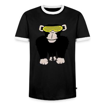 Funky Sonnenbrille Gorilla Cooler Party Affe Spaß - Männer Kontrast-T-Shirt - Schwarz/Weiß - Vorne - AI Model Female 172 light (172cm) & AI Model Male 178 light (178cm)