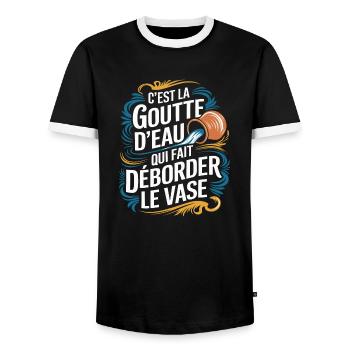 C'est la goutte d'eau qui fait déborder le vase - T-shirt contrasté Homme - noir/blanc - Devant - AI Model Female 172 light (172cm) & AI Model Male 178 light (178cm)