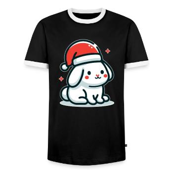 Christmas Dog - Men's Ringer Shirt - black/white - Front - AI Model Female 172 light (172cm) & AI Model Male 178 light (178cm)
