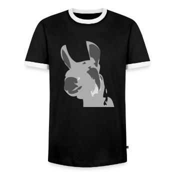 lama - Männer Kontrast-T-Shirt - Schwarz/Weiß - Vorne - AI Model Female 172 light (172cm) & AI Model Male 178 light (178cm)