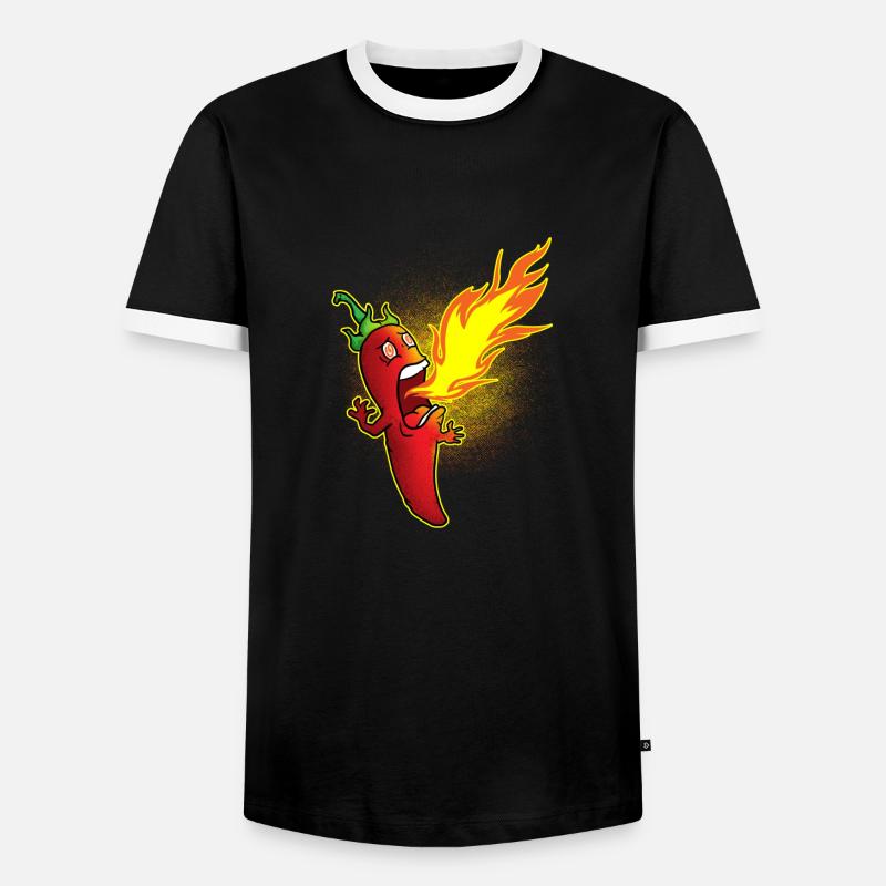 Chili spits fire - Men's Ringer Shirt - black/white