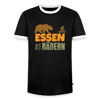 Essen auf Rädern - Männer Kontrast-T-Shirt - Schwarz/Weiß - Vorne - AI Model Female 172 light (172cm) & AI Model Male 178 light (178cm)