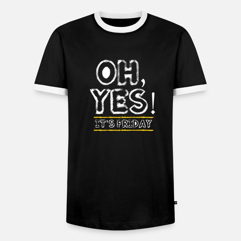 Friday - weekend - closing time - Men's Ringer Shirt - black/white