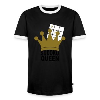 Sudoku Queen - Männer Kontrast-T-Shirt - Schwarz/Weiß - Vorne - AI Model Female 172 light (172cm) & AI Model Male 178 light (178cm)