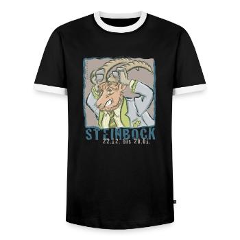Sternzeichen - Steinbock - Männer Kontrast-T-Shirt - Schwarz/Weiß - Vorne - AI Model Female 172 light (172cm) & AI Model Male 178 light (178cm)