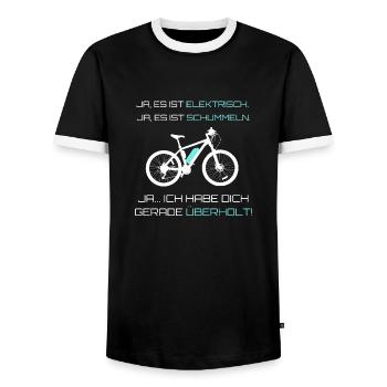 Ja es ist elektrisch | E Bike E-Bike Geschenkidee - Männer Kontrast-T-Shirt - Schwarz/Weiß - Vorne - AI Model Female 172 light (172cm) & AI Model Male 178 light (178cm)