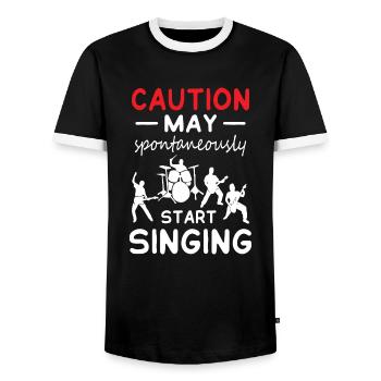 Caution May Start Singing - Men's Ringer Shirt - black/white - Front - AI Model Female 172 light (172cm) & AI Model Male 178 light (178cm)