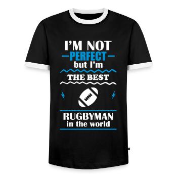 Nicht perfekt, aber der beste Rugbyspieler - Männer Kontrast-T-Shirt - Schwarz/Weiß - Vorne - AI Model Female 172 light (172cm) & AI Model Male 178 light (178cm)