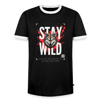 stay wild motivated - Männer Kontrast-T-Shirt - Schwarz/Weiß - Vorne - AI Model Female 172 light (172cm) & AI Model Male 178 light (178cm)
