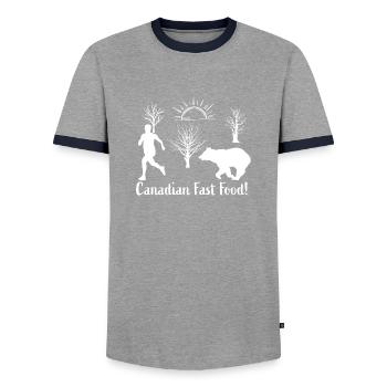 Restauration rapide canadienne - T-shirt contrasté Homme - gris/marine  - Devant - AI Model Female 172 light (172cm) & AI Model Male 178 light (178cm)
