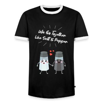Salz und Pfefferstreuer Paar Geschenk für Köche - Männer Kontrast-T-Shirt - Schwarz/Weiß - Vorne - AI Model Female 172 light (172cm) & AI Model Male 178 light (178cm)