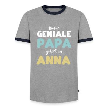 Dieser Geniale Papa Gehört Zu Anna - Männer Kontrast-T-Shirt - Grau/Navy  - Vorne - AI Model Female 172 light (172cm) & AI Model Male 178 light (178cm)