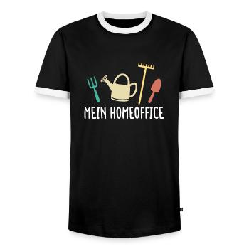 Mein Homeoffice Garten Gärtner Hobbygärtner - Männer Kontrast-T-Shirt - Schwarz/Weiß - Vorne - AI Model Female 172 light (172cm) & AI Model Male 178 light (178cm)