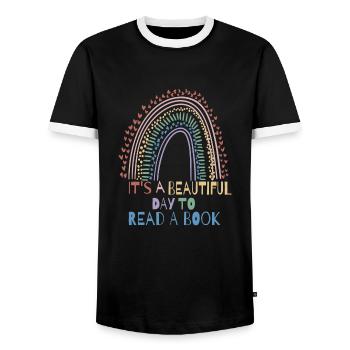 Schule Lesen Lehrer Schüler Geschenkidee - Männer Kontrast-T-Shirt - Schwarz/Weiß - Vorne - AI Model Female 172 light (172cm) & AI Model Male 178 light (178cm)