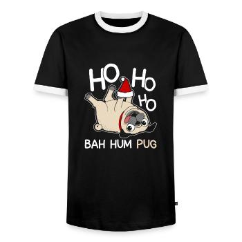 Lustiges Mops-Weihnachtst-shirt - Männer Kontrast-T-Shirt - Schwarz/Weiß - Vorne - AI Model Female 172 light (172cm) & AI Model Male 178 light (178cm)